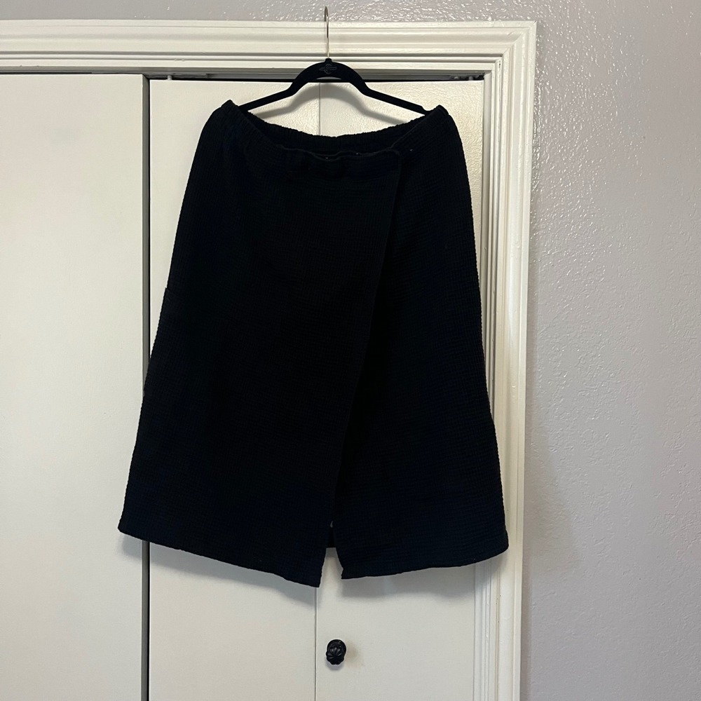 TowelNrobe Waffle Knit Wrap Bath Spa Robe Cover Up Black‎ XXL